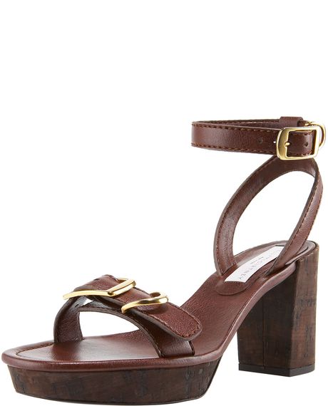 Stella Mccartney Anklewrap Platform Sandal in Brown - Lyst