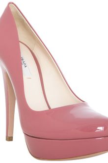 Prada Antique Rose Patent Leather Platform Pumps - Lyst