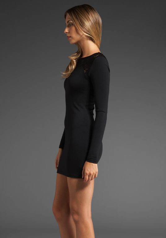 black long sleeve lace dress on David Lerner Lace Long Sleeve Dress In Black   Lyst