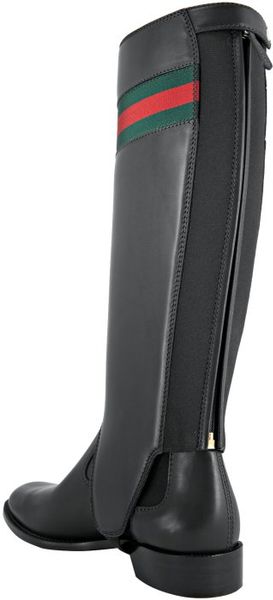 Gucci Black Leather Heritage Convertible Riding Boots in Black | Lyst