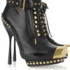 Alexander Mcqueen Brasstoe Studded Leather Ankle Boots in Black - Lyst