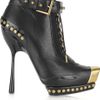 Alexander Mcqueen Brasstoe Studded Leather Ankle Boots in Black - Lyst