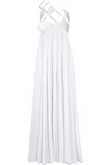 Notte By Marchesa Bow-embellished Strapless Silk-chiffon Gown