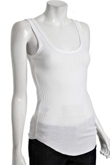 BCBGeneration White Ribbed Scoop Neck Rounded Hem Tank - Lyst