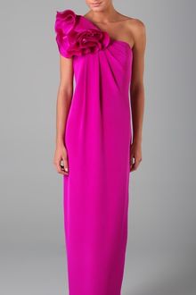 Notte By Marchesa One Shoulder Column Gown with Flower - Lyst