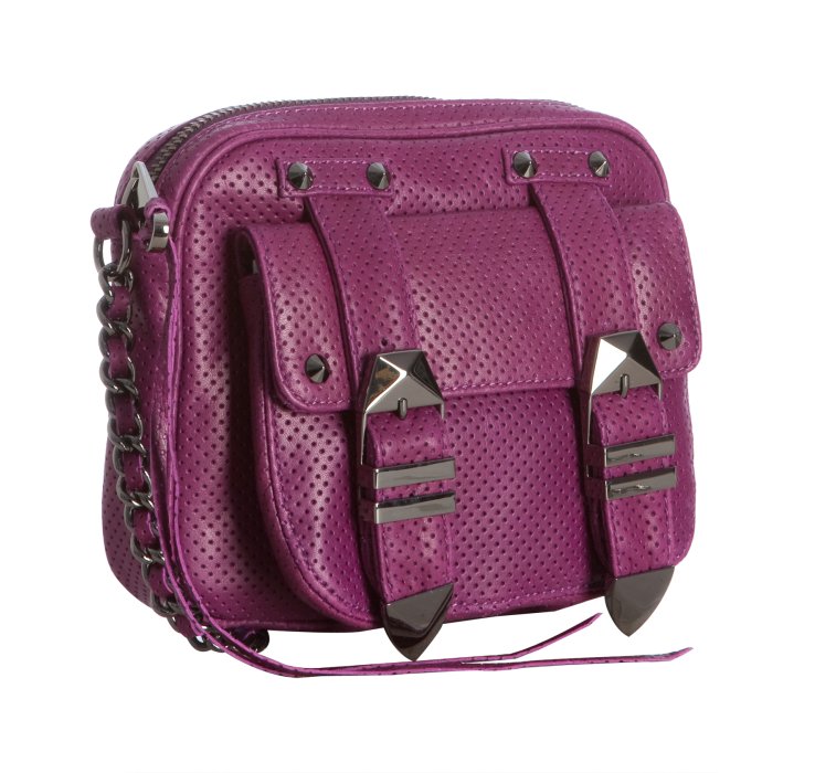 Rebecca Minkoff Purple Perforated Leather Boyfriend Crossbody Bag in