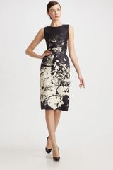 Oscar de la Renta Printed Silk Sheath Dress