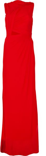 Halston Cutout Floor-length Jersey Dress - Lyst
