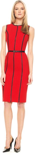 Michael Kors Leatherinsert Dress, Crimson in Black - Lyst