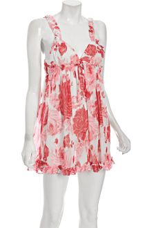 Betsey Johnson Final Rose Print Chiffon Babydoll Chemise with Thong - Lyst