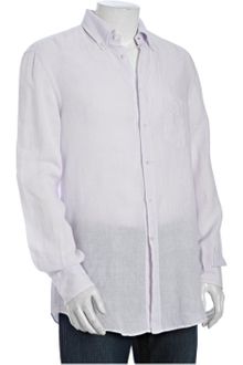 Brunello Cucinelli Lavender Linen Long Sleeve Button Down Shirt - Lyst