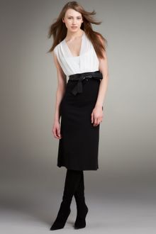 Narciso Rodriguez Bicolor Belted Sleeveless Dress - Lyst