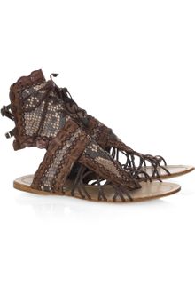 Roberto Cavalli Python and Crocodile Gladiator Sandals - Lyst
