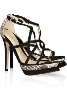 Alexandre Birman Python and Suede Platform Sandals - Lyst