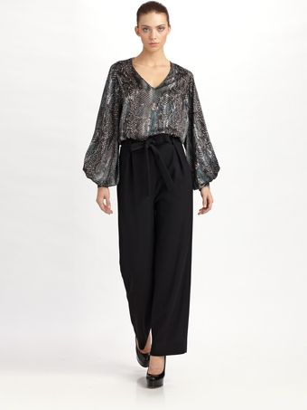 Yves Saint Laurent Tie-waist Wool Crepe Pants - Lyst