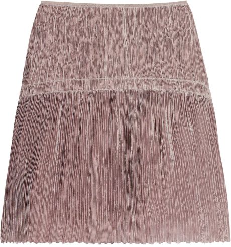 Alberta Ferretti Plissé Silkblend Skirt in Pink (purple) - Lyst