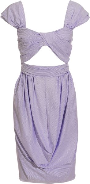 Carven Striped Cotton Dress with Cutouts in Purple (lavender) - Lyst
