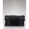 La Regale Bugle Beaded Foldover Clutch in Black