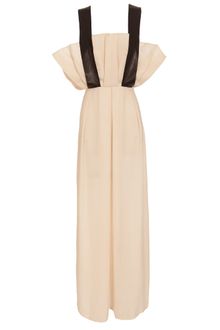Yasmin Kianfar Exclusive: Leather Strapped Silk Crepe Dress - Lyst