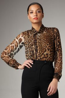 Yves Saint Laurent Leopard-print Chiffon Blouse - Lyst