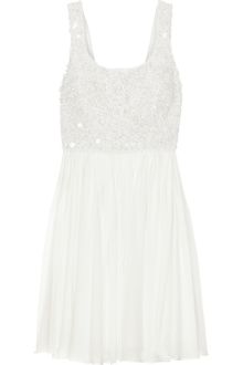 Notte By Marchesa Beaded Silk-chiffon Mini Dress - Lyst