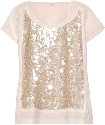 J.Crew Paillette-embellished Silk-chiffon Top - Lyst