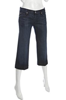 7 For All Mankind Los Angeles Dark Wash Dojo Cropped Jeans - Lyst