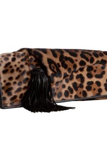 Christian Louboutin Leopard Print Calf Hair Eugenia Tassel Clutch - Lyst