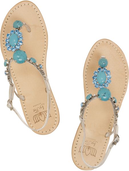 Lotus London Crete Crystal-embellished Leather Sandals in Blue | Lyst