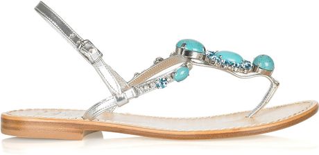 Lotus London Crete Crystal-embellished Leather Sandals in Blue | Lyst