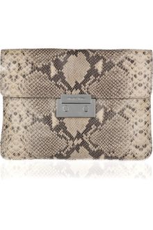 Michael by Michael Kors Sloan Oversized Python-effect Leather Clutch - Lyst
