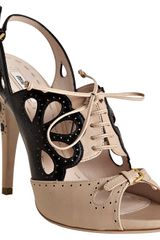 Miu Miu Powder Perforated Leather Lace-up Slingbacks