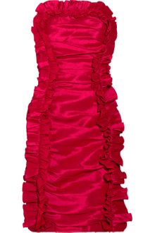 Badgley Mischka Ruched Taffeta Strapless Dress - Lyst