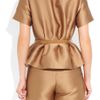 3.1 Phillip Lim Belted Satin Peplum Top in Brown (caramel) - Lyst
