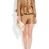 3.1 Phillip Lim Belted Satin Peplum Top in Brown (caramel) - Lyst