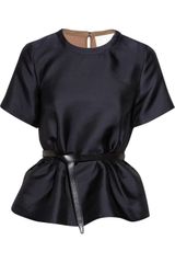 3.1 Phillip Lim Belted Satin Peplum Top