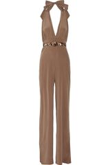 Alice + Olivia Dylan Belted Silk-blend Halterneck Jumpsuit