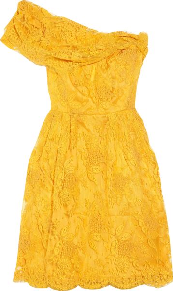 Issa Lace Oneshoulder Dress in Yellow (sunflower) - Lyst