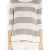 J.crew Fara Striped Silk and Linenblend Sweater in Gray (graphite) - Lyst