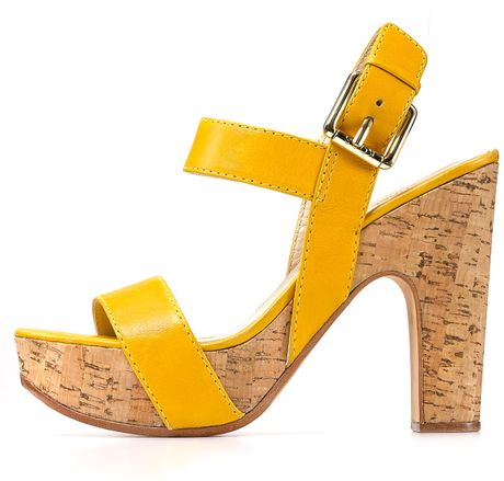 Michael Kors Kors Dorothy Cork Platform Sandals in Yellow (Peanut)
