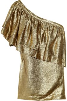 Tory Burch One-shoulder Silk-blend Lamé Top - Lyst