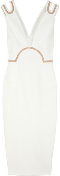  Patent-trimmed Cotton-piqué Dress 
