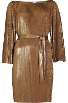Halston Heritage Plissé Lamé Mini Dress - Lyst