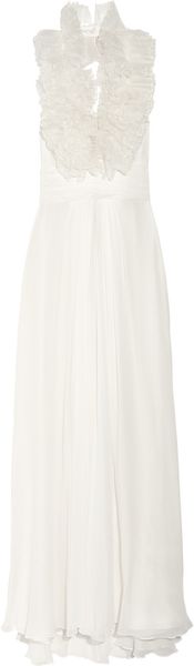 Notte By Marchesa Ruffled Silkorganza and Silkchiffon Gown in White (notte) - Lyst