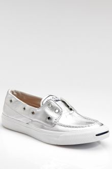 Converse Jack Purcell Laceless Metallic Leather Boat Shoe - Lyst