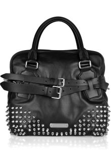 Burberry Studded Leather Bowling Bag - Lyst