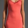 Free People Rib & Lace Maxi Slip in Orange - Lyst