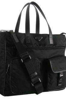 Prada Black Nylon Zip Pocket Messenger Bag - Lyst