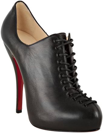 Christian Louboutin Black Leather 24 Trous 120 Lace-up Booties - Lyst
