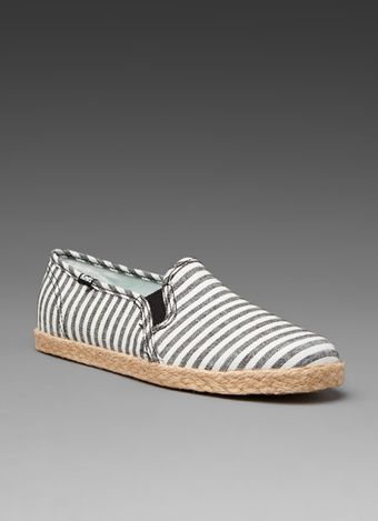 Keds Champion Metallic Linen Stripe Slip On in Black/ivory - Lyst